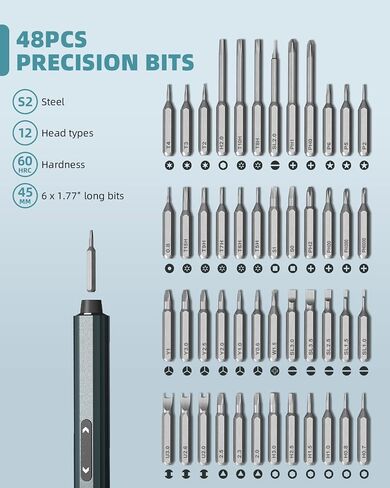 Mini Electric Screwdriver with Display, Precision Electric Screwdriver with 5 Torque Settings, 48pcs S2 Magnetic Bits, LED Light,Electric Screwdriver Cordless for Electronics Phone Camera Laptop Watch in Kuwait