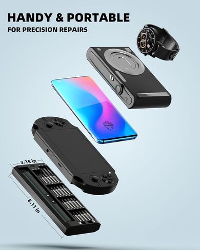Mini Electric Screwdriver with Display, Precision Electric Screwdriver with 5 Torque Settings, 48pcs S2 Magnetic Bits, LED Light,Electric Screwdriver Cordless for Electronics Phone Camera Laptop Watch in Kuwait