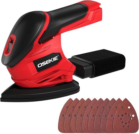 Cordless Detail Sander for Milwaukee M18 Battery (Tool Only) 12000 OPM | Compact Palm Sander with Dust Bag & 10 Pcs Sandpapers, Ergonomic Mouse Design for Woodworking, Detailing, Polishing in Kuwait