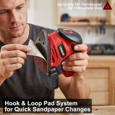 Cordless Detail Sander for Milwaukee M18 Battery (Tool Only) 12000 OPM | Compact Palm Sander with Dust Bag & 10 Pcs Sandpapers, Ergonomic Mouse Design for Woodworking, Detailing, Polishing in Kuwait