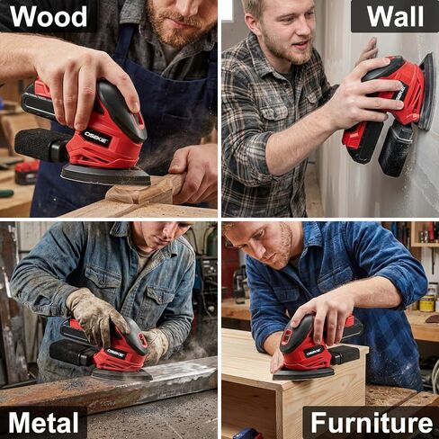 Cordless Detail Sander for Milwaukee M18 Battery (Tool Only) 12000 OPM | Compact Palm Sander with Dust Bag & 10 Pcs Sandpapers, Ergonomic Mouse Design for Woodworking, Detailing, Polishing in Kuwait