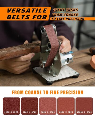 Mini Belt Sander; Electric Knife Sharpener & Knife Making Supplies; 7 Adjustable Speed Small Sander; Power Belt Grinder for Crafts, Woodworking, Metal Working DIY (5.1''x6.7''x7.5'') in Kuwait