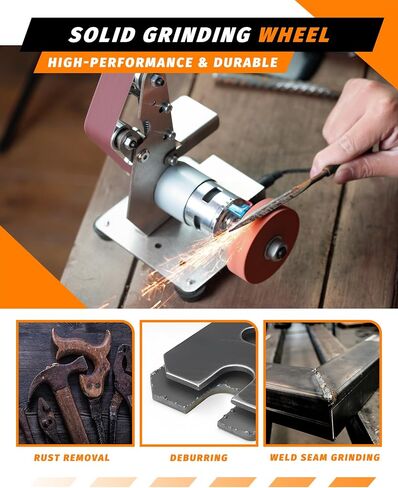 Mini Belt Sander; Electric Knife Sharpener & Knife Making Supplies; 7 Adjustable Speed Small Sander; Power Belt Grinder for Crafts, Woodworking, Metal Working DIY (5.1''x6.7''x7.5'') in Kuwait