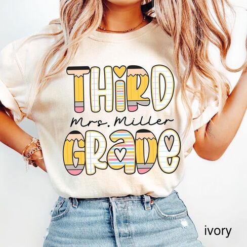 Personalized Teacher Name Wildflower Shirt, Custom Teach Them Love Them Watch Them Grow T-Shirt, Back to School Outfit, First Day of School Shirt, Teacher Team Tee, Teacher Appreciation Gift 4 in Kuwait