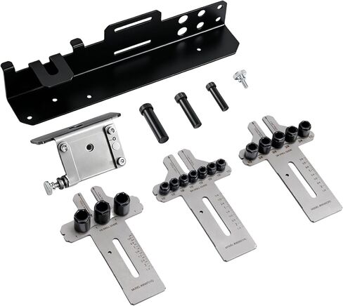 08359 Stainless Steel Dowel Jig Kit with 3/8" 1/4" 1/2" Drill Bits, 3-in-1 Dowel Jigs for Woodworking with 90°Right-Angle Bracket & Wall-Mounted Storage, Precision Drilling for Furniture Cabinet DIY in Kuwait