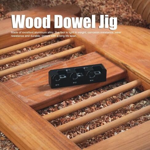Dowel Maker Jig Kit 3 Holes 10/12/14mm - Aluminum Alloy Drill Milling Tool with Wrench for Wood Joinery, Metric Round Rod Auxiliary Jig in Kuwait