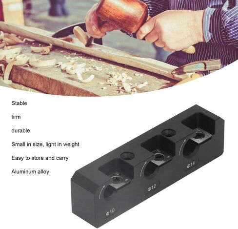 Dowel Maker Jig Kit 3 Holes 10/12/14mm - Aluminum Alloy Drill Milling Tool with Wrench for Wood Joinery, Metric Round Rod Auxiliary Jig in Kuwait