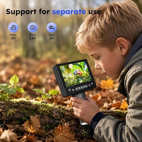 Digital Microscope 1000X, 5" HD Display,Coin＆Jewelry Magnifier | Adjustable LED Light, 3Hrs Working Time,12MP Photo Video, Support 4TB TF Card＆ USB PC View and Transfer for Collectors in Kuwait