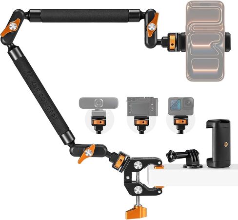 K&F CONCEPT 22" Magic Arm Clamp Kit, Overhead Desk Camera Mount, Long Articulating Friction Boom Arm for Phone, Action Camera, LED Light, Microphone in Kuwait