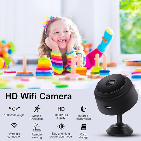 Hidden Camera - Spy Cameras - Nanny Cam - WiFi Wireless Cam - 1080P HD Small Camera with Motion Detection and Night Vision，Security Cameras for Home/Office/Baby Monitoring-A9 in Kuwait