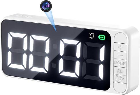 Hidden Camera Magnetic Clock 4K WiFi Indoor Cam with Long Battery Life | Motion Detection, Night Vision, Remote View, Large Digits for Easy Read, Local Storage (SD Card not included), No Monthly Fee in Kuwait