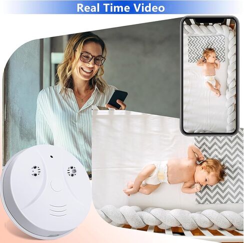 TANGMI Hidden Camera Smoke Detector Indoor Cam Wireless WiFi Camera HD 1080P Video Small Cam with Night Vision and Motion Detection for Home in Kuwait