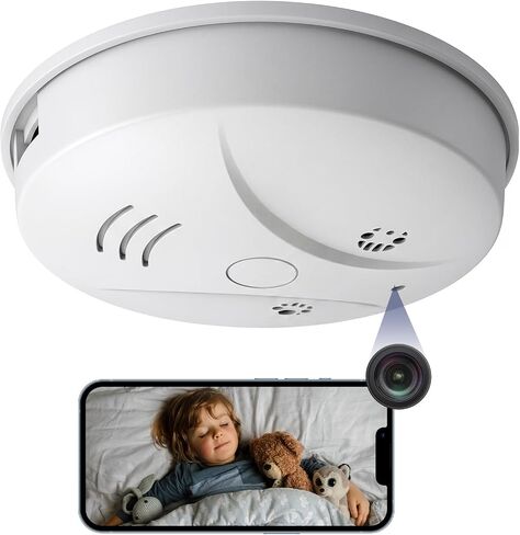 Hidden Spy Smoke Detector Camera, Indoor Wireless Nanny Cam | Hd 1080p, Motion Detection, Loop Recording, Wifi Connectionl, Night vision function, Visible Ceiling Mount For Home/Office in Kuwait