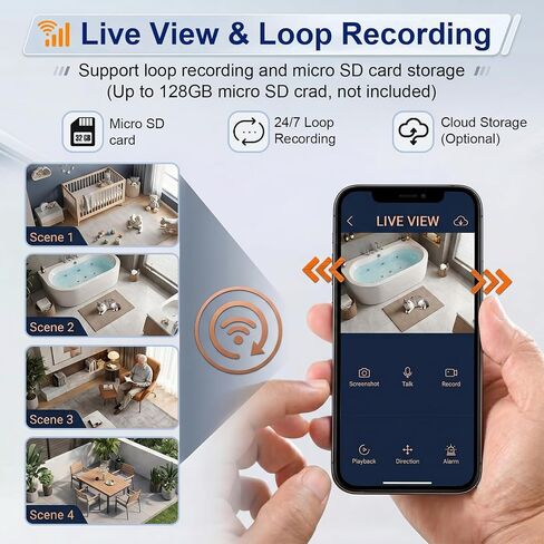 Hidden Spy Smoke Detector Camera, Indoor Wireless Nanny Cam | Hd 1080p, Motion Detection, Loop Recording, Wifi Connectionl, Night vision function, Visible Ceiling Mount For Home/Office in Kuwait
