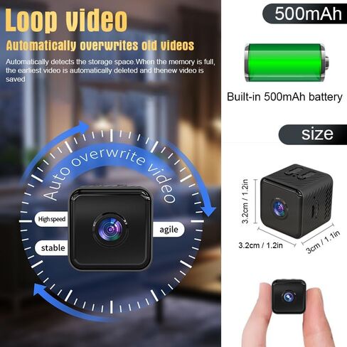 Mini Indoor Security Camera Wireless Home Small Outdoor WiFi Pet Cameras,2026 1440P HD Tiny Nanny Cam, Wide Angle,Night Vision,Home Indoor Outdoor Camara, No Need WiFi Camaras,For House Security in Kuwait