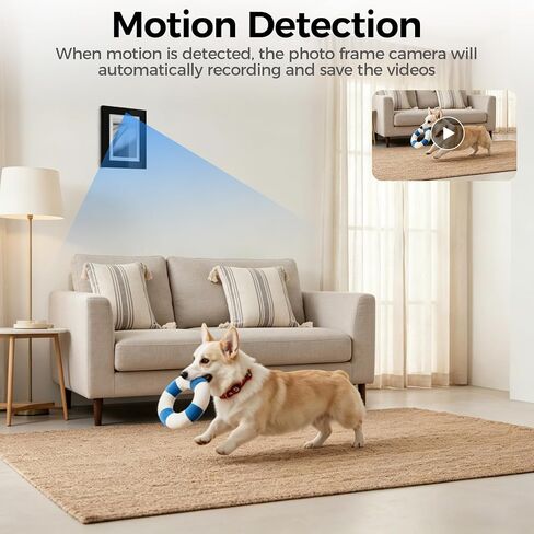 Hidden Spy Security Camera Picture Frame, Mini Wireless NannyCam | 1080p Small Camera, Motion Detection, Microsd Loop Recording, Indoor Video Surveillance Cameras For Home/Pet/Office, No Wifi in Kuwait