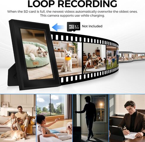 Hidden Spy Security Camera Picture Frame, Mini Wireless NannyCam | 1080p Small Camera, Motion Detection, Microsd Loop Recording, Indoor Video Surveillance Cameras For Home/Pet/Office, No Wifi in Kuwait