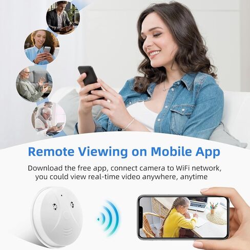 Security Hidden Camera Smoke Detector Spy WiFi Camera HD 1080P Small Cameras with Motion Detection and Night Vision, Wireless Indoor Cam for Home in Kuwait