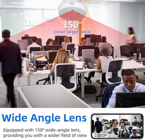 Security Hidden Camera Smoke Detector Spy WiFi Camera HD 1080P Small Cameras with Motion Detection and Night Vision, Wireless Indoor Cam for Home in Kuwait