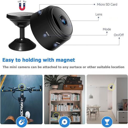Mini Hidden Hidden Cameras, WiFi Wireless Small Camera, Home Security Cameras for Pet, Baby with Motion Detection, Night Vision, App Control A99 in Kuwait