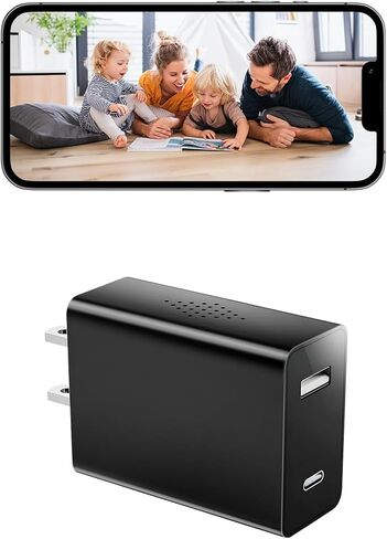 Dual USB Charger Hidden Camera, Full HD 1080P WiFi Spy Security Camera, Mini Wireless Nanny Cam, Motion Detection with App Live Feed for Home, Window, Indoor in Kuwait