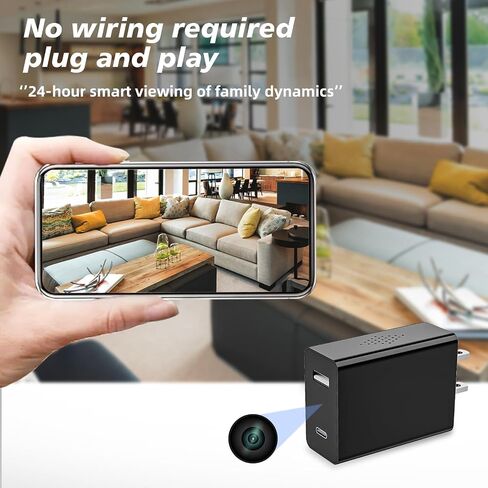 Dual USB Charger Hidden Camera, Full HD 1080P WiFi Spy Security Camera, Mini Wireless Nanny Cam, Motion Detection with App Live Feed for Home, Window, Indoor in Kuwait