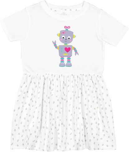inktastic Cute Robot, Purple, Funny, Silly Robot Toddler Dress in Kuwait