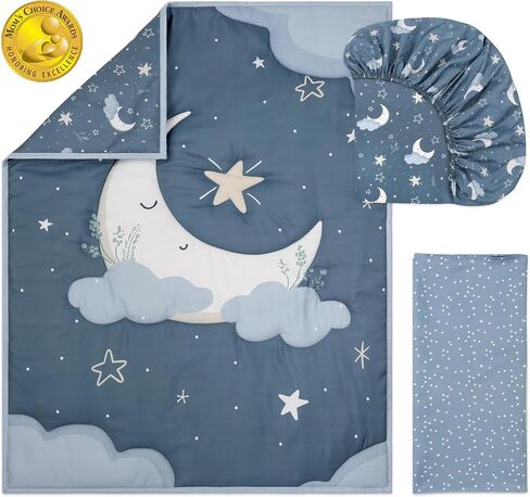 The Peanutshell 3 Piece Celestial Serenity Baby Crib Bedding Set Boy Nursery Decor Boy Crib Comforter Set, Boho Neutral Quilt and Accessories, Gender Neutral in Kuwait