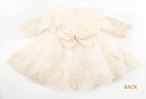 Newborn Baby Girl Lace Dress Set, 4 Pieces Outfit for Special Occasions (US, Age, 0 Months, Gold, Ivory (with Gift Box)) in Kuwait