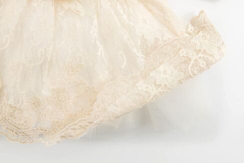 Newborn Baby Girl Lace Dress Set, 4 Pieces Outfit for Special Occasions (US, Age, 0 Months, Gold, Ivory (with Gift Box)) in Kuwait