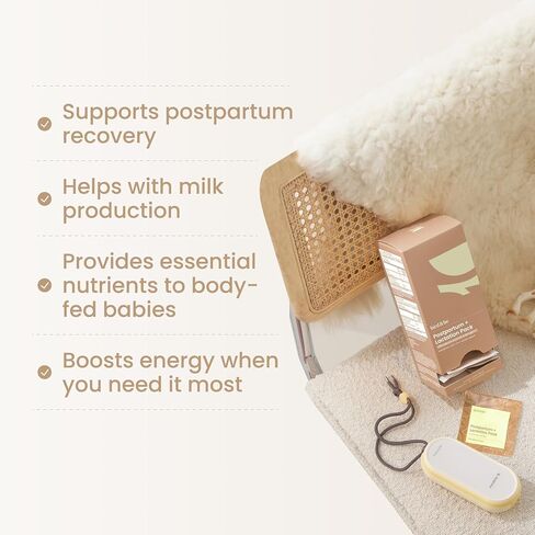 bird&be The Postpartum with Lactation Boost - Vitamins to Support Hormones, Recovery and Milk Supply for Chest/Breastfeeding - Includes DHA (Omega-3), Iron, Choline, B12-30-Day Supply in Kuwait