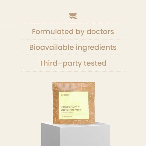 bird&be The Postpartum with Lactation Boost - Vitamins to Support Hormones, Recovery and Milk Supply for Chest/Breastfeeding - Includes DHA (Omega-3), Iron, Choline, B12-30-Day Supply in Kuwait