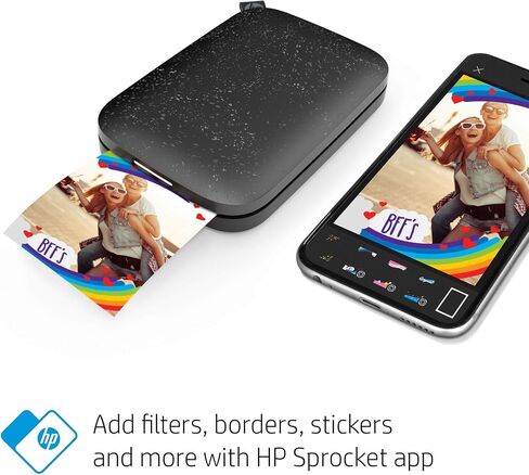 HP Sprocket Portable Photo Printer (2nd Edition) Â Instantly Print 2x3 Sticky-Backed Photos from Your Phone Â [Noir] [1AS86A] (Renewed) in Kuwait