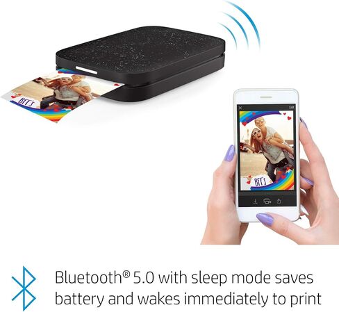 HP Sprocket Portable Photo Printer (2nd Edition) Â Instantly Print 2x3 Sticky-Backed Photos from Your Phone Â [Noir] [1AS86A] (Renewed) in Kuwait