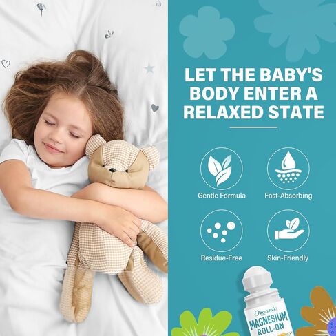 Magnesium Lotion for Kids Sleep & Calm, Natural Magnesium Roll-On for Sleep & Calming, Mess Free Applicator for Bedtime Routine in Kuwait