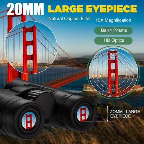 15x56 Binoculars for Adults High Powered - Large View Binoculars with Clear Low Light Vision - Waterproof Binocular for Camping Hunting Cruise Travel Bird Watching in Kuwait