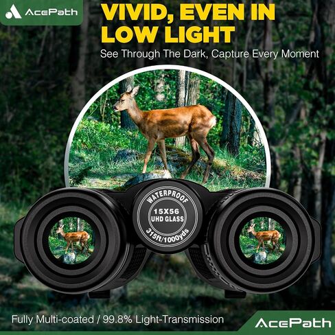 15x56 Binoculars for Adults High Powered - Large View Binoculars with Clear Low Light Vision - Waterproof Binocular for Camping Hunting Cruise Travel Bird Watching in Kuwait