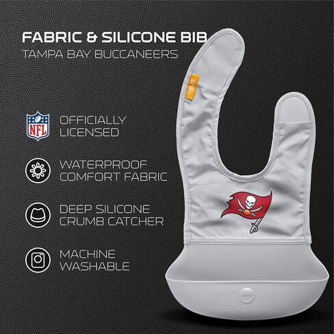 Smilo Silicone Bib - Officially Licensed NFL Fabric & Silicone Baby Bib with Crumb Catcher for Babies and Toddlers in Kuwait