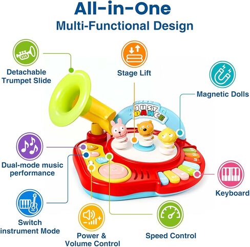 iPlay, iLearn Baby Musical Toy for Toddlers 1-3, Infant Piano Sensory Toys | Babies Piano Keyboard for 12-18 Month, Instruments Sound Toy W/ Light, 1st Birthday Gift One 2 3 Year Old Boy Girl Kids Child in Kuwait