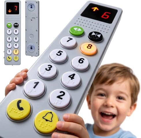 Civikids Elevator Activity Panel Toy for Toddlers, Musical Toy Sensory Busy Board with Lights Sounds Numbers, Montessori Toys for 2 Year Old Boys Girls, Toddler Travel Toys, Birthday Gift for Kids in Kuwait