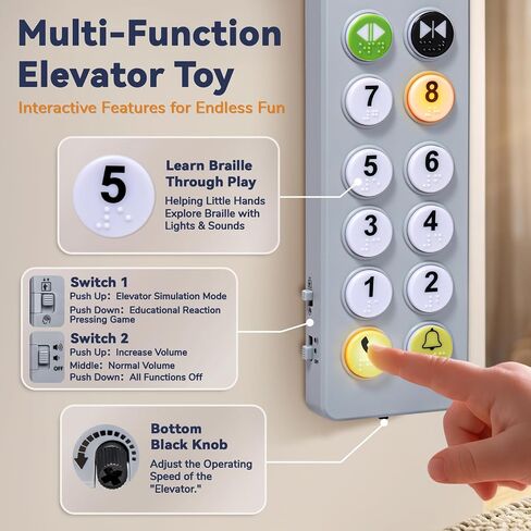 Civikids Elevator Activity Panel Toy for Toddlers, Musical Toy Sensory Busy Board with Lights Sounds Numbers, Montessori Toys for 2 Year Old Boys Girls, Toddler Travel Toys, Birthday Gift for Kids in Kuwait