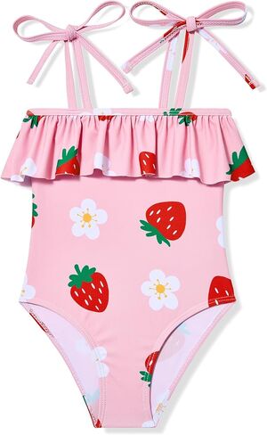 Zando Cute Ruffle Toddler Swimsuit Girl Size 6M-8Y - One Piece Adjustable Baby Girl Swimsuit Kids Swimwear for Summer Beach in Kuwait