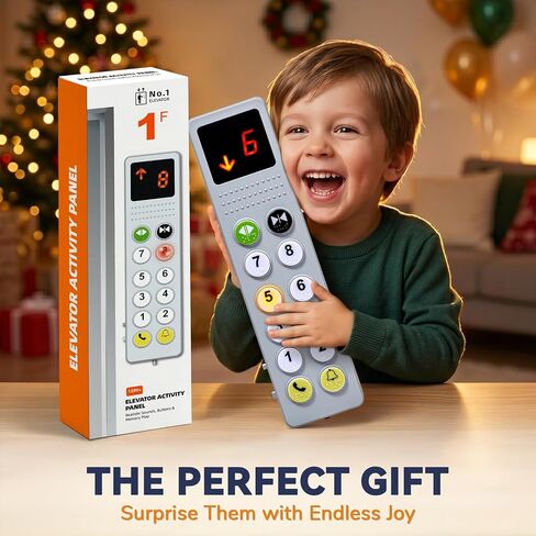 Civikids Elevator Activity Panel Toy for Toddlers, Musical Toy Sensory Busy Board with Lights Sounds Numbers, Montessori Toys for 2 Year Old Boys Girls, Toddler Travel Toys, Birthday Gift for Kids in Kuwait