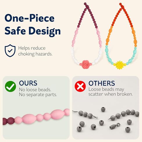 Flower Chew Necklaces for Sensory Kids 2 Pack, One-Piece Silicone Chewelry for Nail Biting Prevention, Sensory Fidget Necklace for Kids & Adult with ADHD & Autism, Classroom Chew Toys for Toddlers in Kuwait