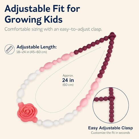 Flower Chew Necklaces for Sensory Kids 2 Pack, One-Piece Silicone Chewelry for Nail Biting Prevention, Sensory Fidget Necklace for Kids & Adult with ADHD & Autism, Classroom Chew Toys for Toddlers in Kuwait