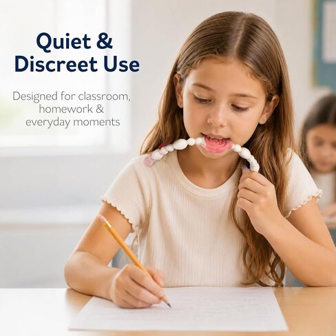 Flower Chew Necklaces for Sensory Kids 2 Pack, One-Piece Silicone Chewelry for Nail Biting Prevention, Sensory Fidget Necklace for Kids & Adult with ADHD & Autism, Classroom Chew Toys for Toddlers in Kuwait