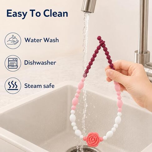 Flower Chew Necklaces for Sensory Kids 2 Pack, One-Piece Silicone Chewelry for Nail Biting Prevention, Sensory Fidget Necklace for Kids & Adult with ADHD & Autism, Classroom Chew Toys for Toddlers in Kuwait