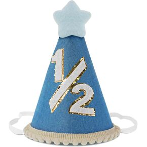 1/2 Birthday Hat for Baby, Half Birthday Hat with Fuzzy Star Six Months Headwear for Half Way to One Baby Boy or Baby Girl in Kuwait