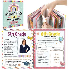 School Memory Book Photo Album for Kids Oh Happy Day Keepsake Scrapbook with Storage Pocket Portfolio from Preschool Through 12th Grade College for Classroom Childhood Days Back to School Gifts in Kuwait