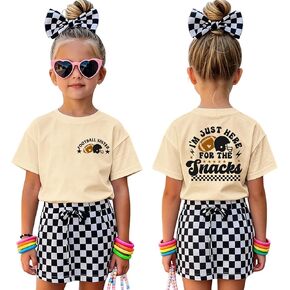 Football Sister Shirt for Kid Toddler Girl Funny I'm Just Here for The Snacks T-Shirt Football Outfit Game Day Tee in Kuwait